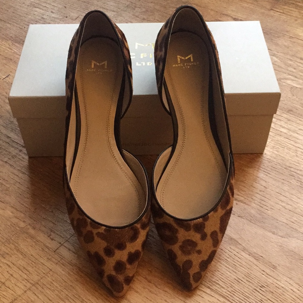 Marc Fisher calf hair D’Orsay leopard flats